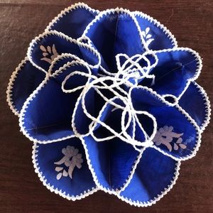 Hungarian NIB vintage collectible handmade cobalt blue dinner roll holder